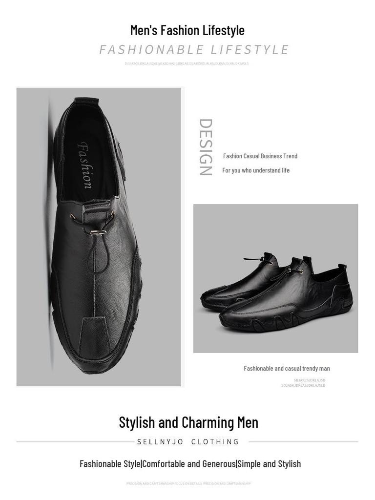 Men's Plus Size Genuine Leather Soft White Sports Shoes