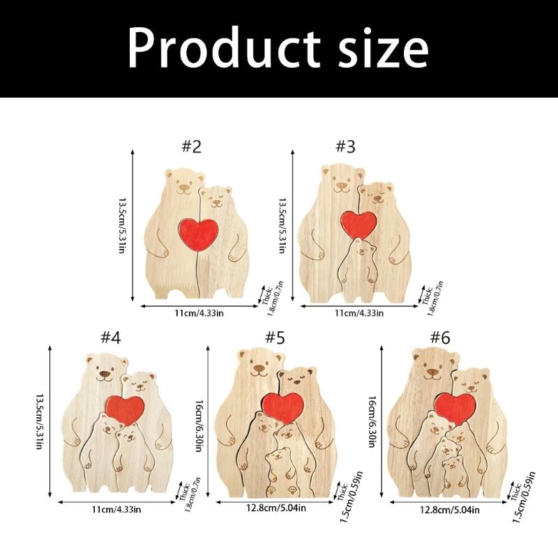 Personalize Wooden Bear Family Puzzle Housewarming Gift Unique Wooden Animal Puzzle Home Decors Wooden Cute Bear Puzzle