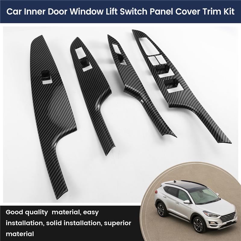 For Hyundai Tucson 2015- Compatible Car Inner Door Armrest Window Lift Switch Panel Cover Trim Kit ABS Interior Accessories