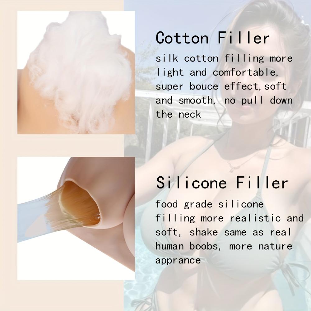 Silicone Fake Breast Plate  B/C/D/E/G Cup Round Neck Hollow  for Transgender People Crossdressers and Breast for Fashion and Comfort