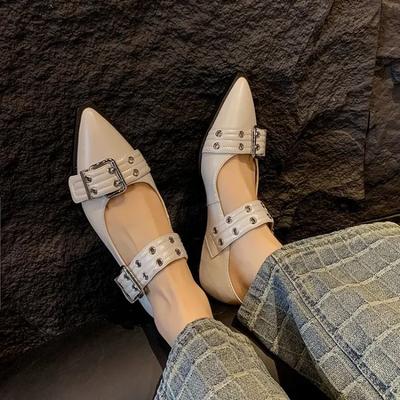 2025 Designer Luxury Buckle Fashion Ladies Flats Shoes Slingback Pointed Toe Casual Female Sandals Mules