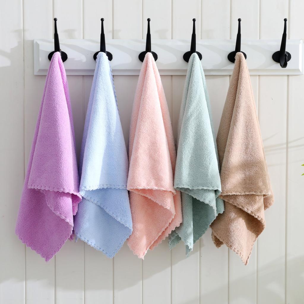 Coral Velvet Cut Edge Towel Plain Square Towel Soft and Thick Moisture Moisture-wicking and Quick Drying Men and Women Bath Towels