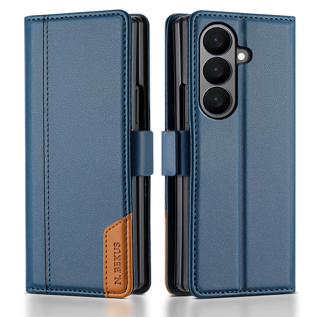 N.BEKUS For Samsung Galaxy Z Fold7 5G Stand Case RFID Blocking PU Leather Wallet Phone Cover