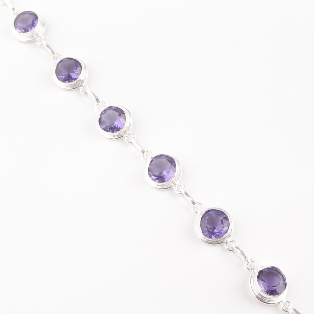 Natural Iolite Gemstone 925 Sterling Silver Jewelry Handmade Bracelet For Women RB-13-2
