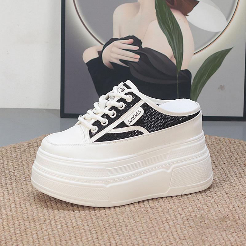 

Мода 10 см Воздушная сетка Дышащие Сандалии Шлепанцы Туфли Платформа Танкетка Роскошный Скрытый Каблук Летние Круглый Большой Палец Мода Женская Обувь 34 чёрный