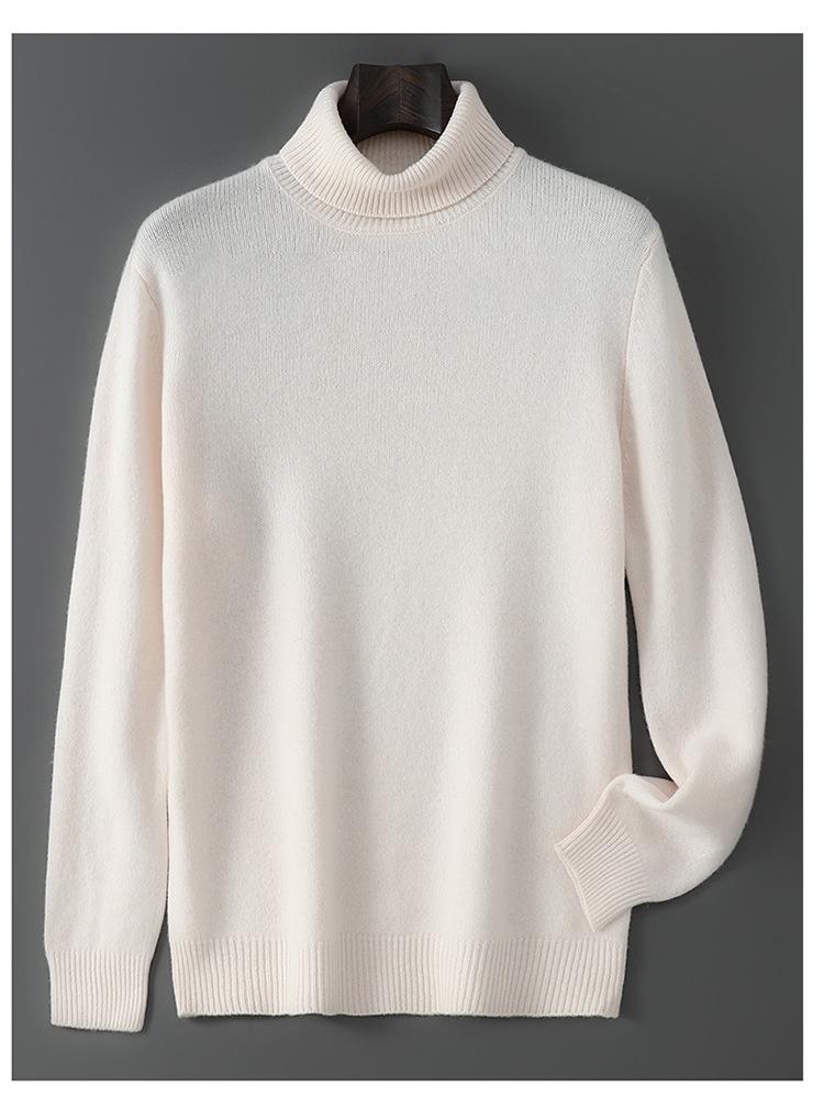 Men's 2025 High Neck Cashmere Wool Pullover - Thick, Double-Strand Knit Sweater for Autumn and Winter.
