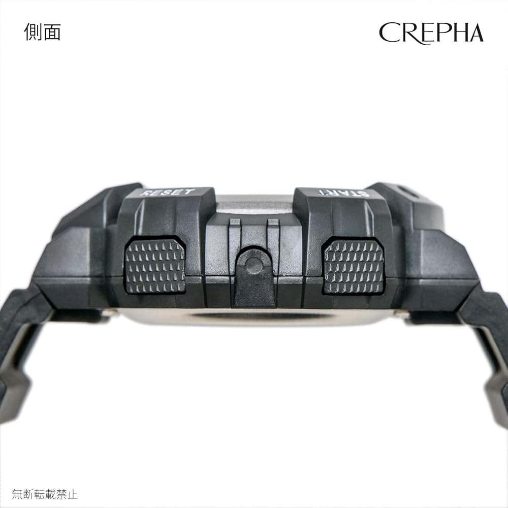 Crepha Telva Digital Multifunction Waterproof Watch 5ATM Stopwatch Black Men's Sports with Resin Strap