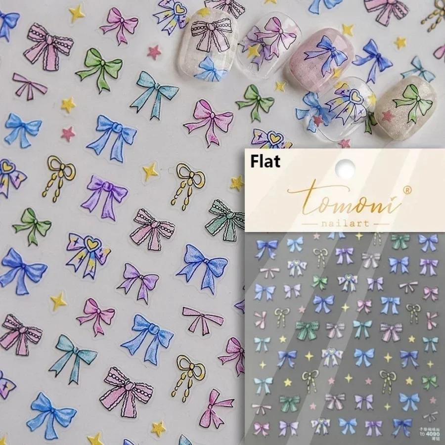 5D Cute Rabbit Love Peach Blossom Flower Yellow Nail Art Stickers Bowknot DIY Self Adhesive Rhinestone Manicure Decals