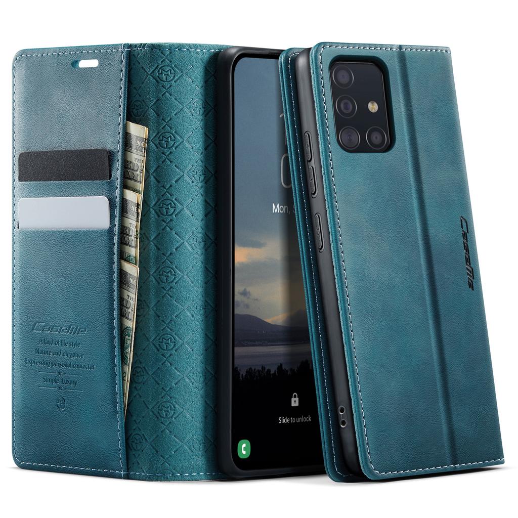For Samsung Galaxy A51 4G SM-A515 Case CASEME 033 Series RFID Blocking Wallet Stand Calf Texture Leather Phone Cover