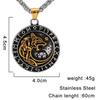 Pendentif Viking Loup Acier Inoxydable 316L Collier Boussole Nordique avec Chaîne de 60 cm