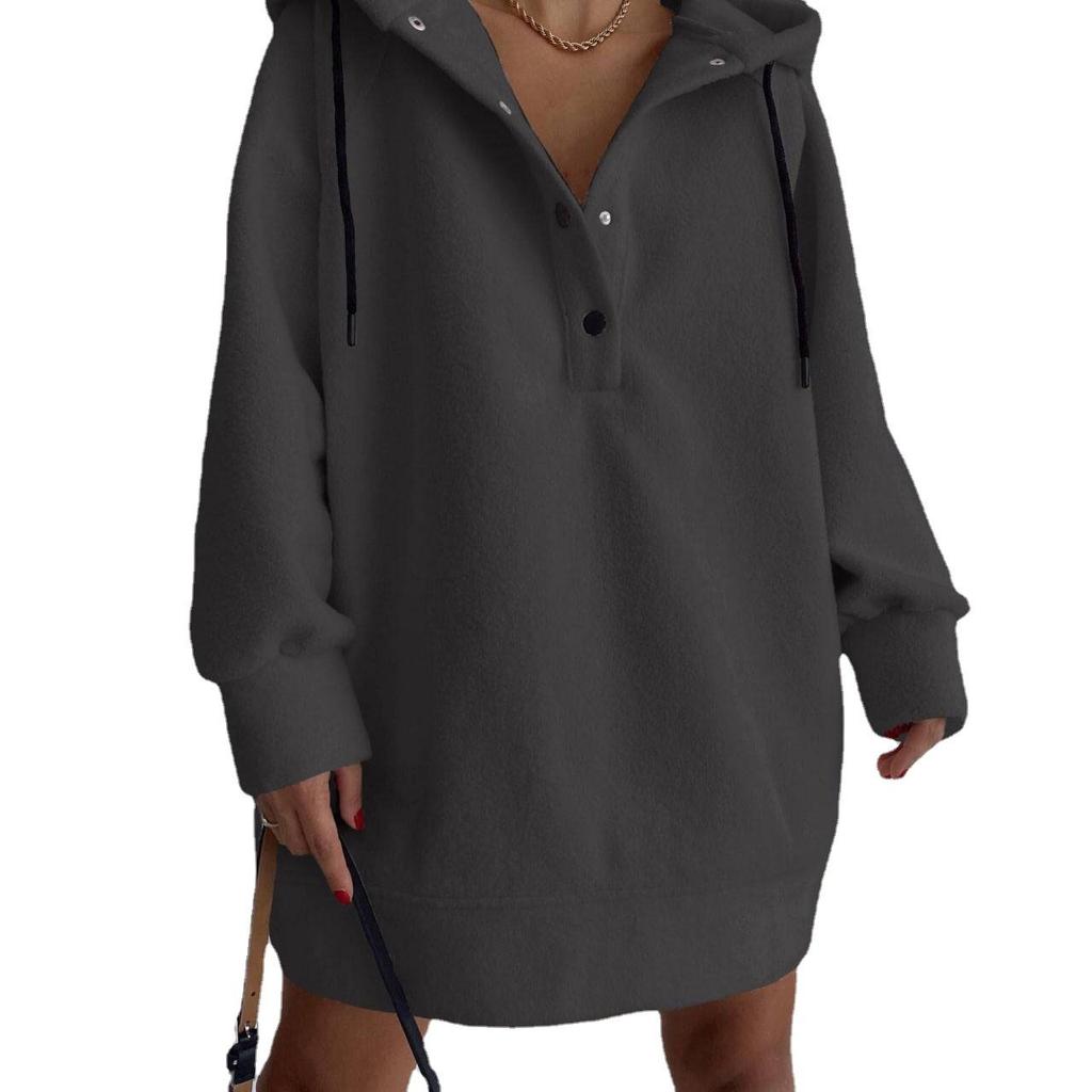Women's Long-sleeved Loose Casual Hooded Fleece Sweatshirt Top