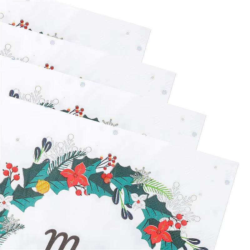 20PCS/Set Christmas Theme Christmas Party Supplies Disposable Tissues Restaurant Decorations Napkins Safe Christmas