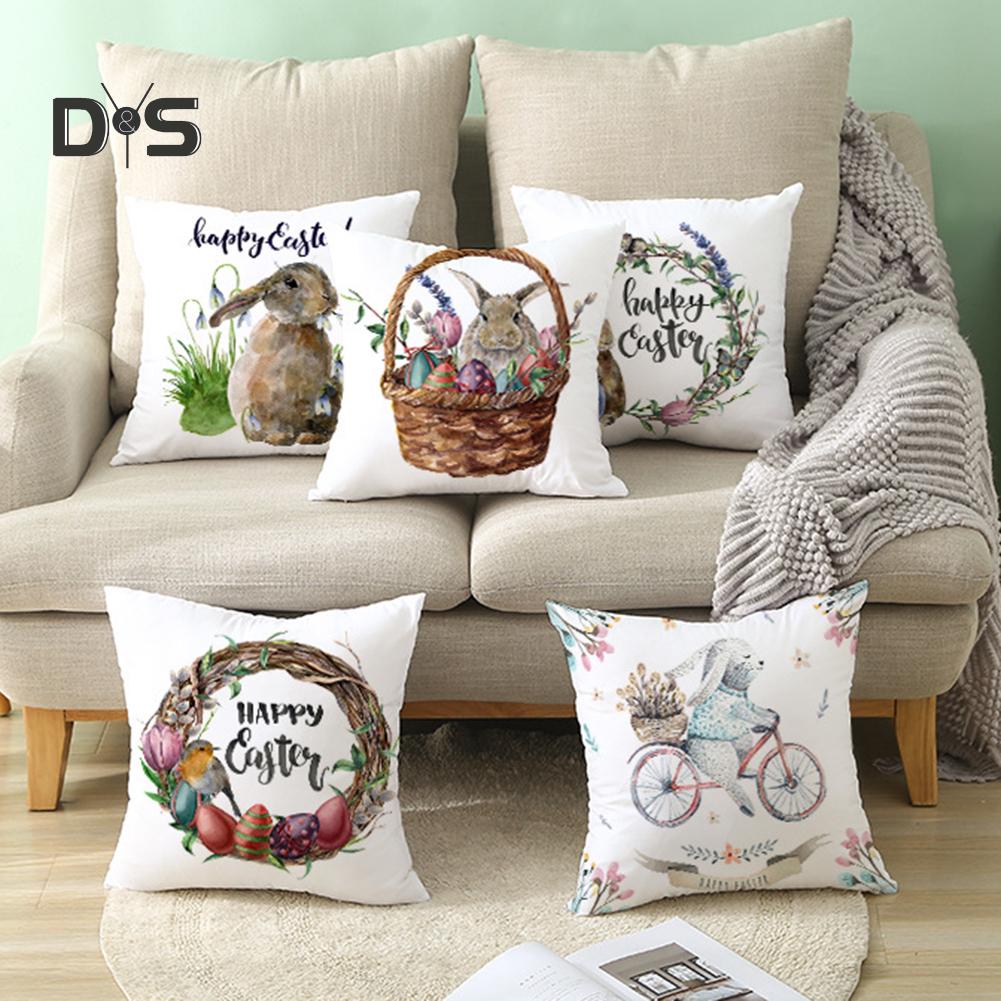 DYS Home Decor Easter Rabbit Bicyle Throw Pillow Cover  Cushion Home Sofa Car Decor