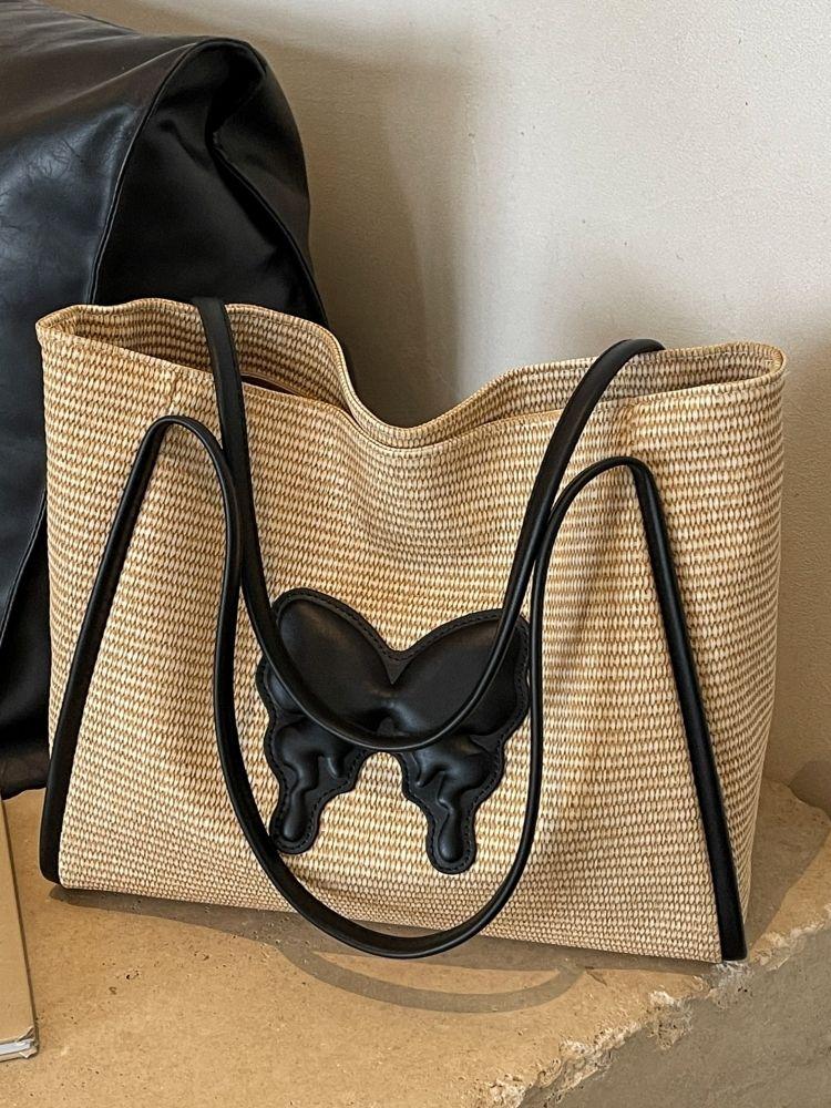 Summer Woven Bag Women's New Fashionable Large Capacity Commuting Shoulder Bag Tote Bag