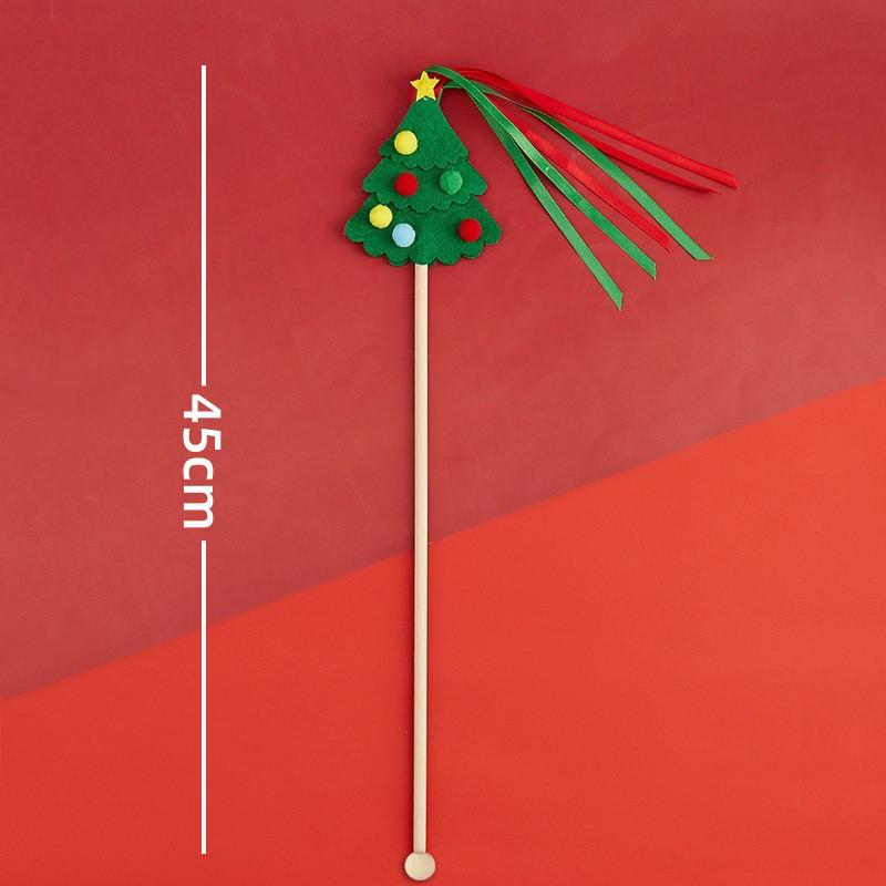 

New ChristmasCatTeasing Stick ToyRed and GreenFelt ChristmasTreeCute Interactive CatToy SuitableforHoliday Playand Bored Relief Cat AndDogEasy ToClean