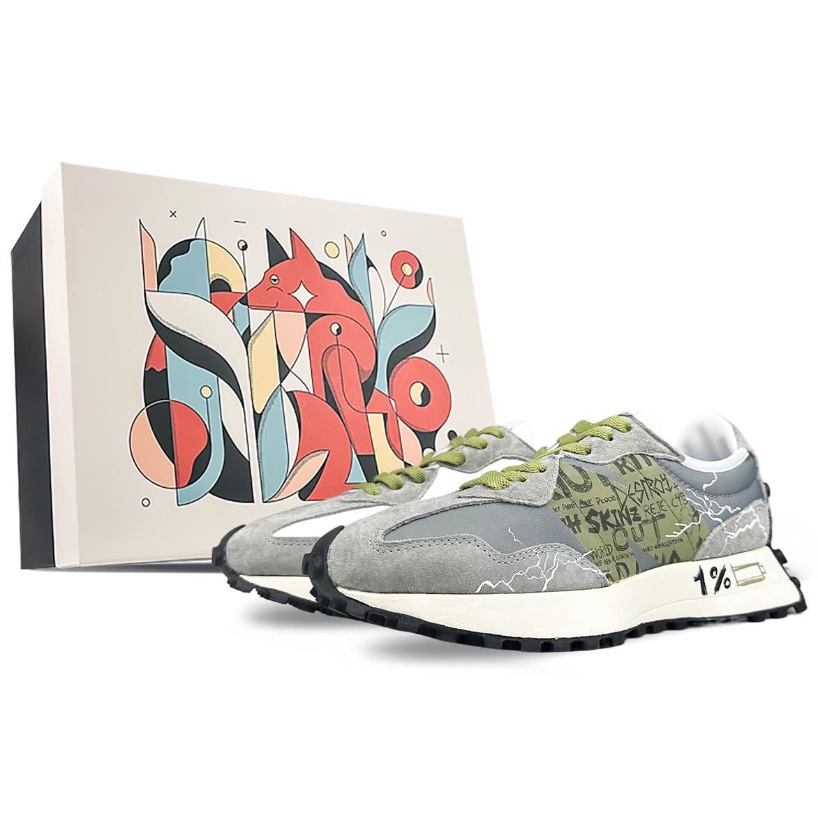 New Balance Амортизирующие Нескользящие Износостойкие Дышащие Низкие Беговые Кроссовки Унисекс Серый Зеленый MS327LAB(Team40-SBOX) 37.5