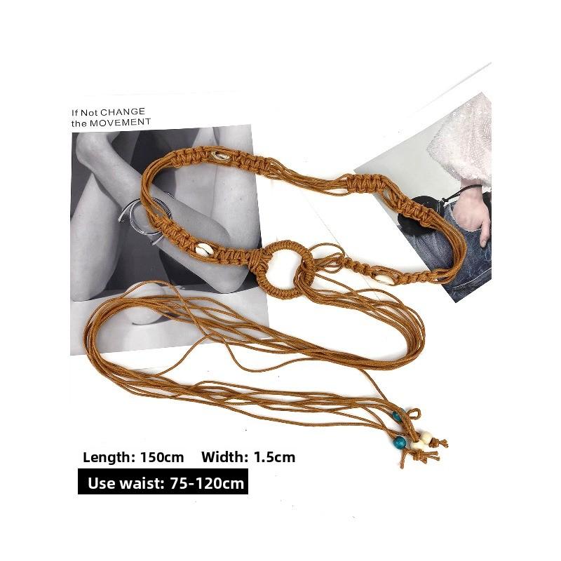 Bestselling waist cord - bohemian braided hemp rope waist belt - slim waistband верблюд