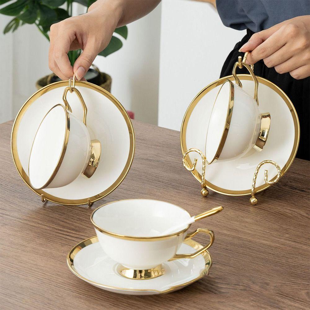 Decorative Tea Cup Storage Rack Storage Organizer Saucer Holder Kitchen Cup Organizer  Tray Tea