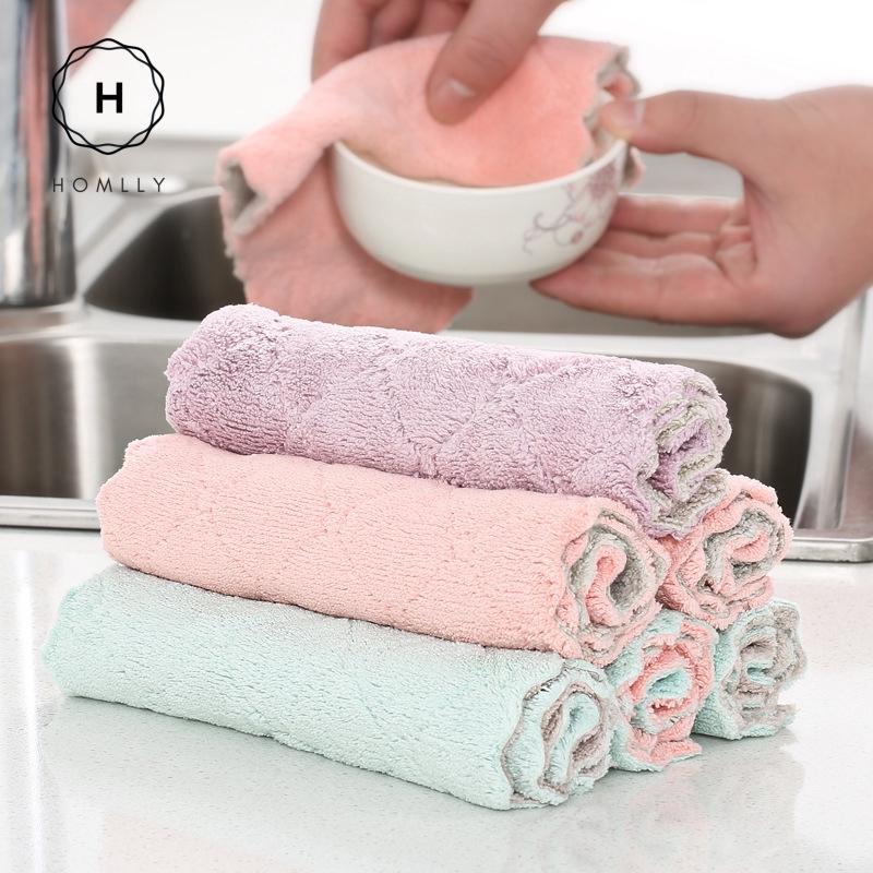 Homlly Basic 12pcs Super Absorbent Non stick Oil Washable Dish towels