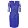 Floral Lace Mother of the Bride Dress Plus Size Midi Party Dress with Sheer Half Sleeves