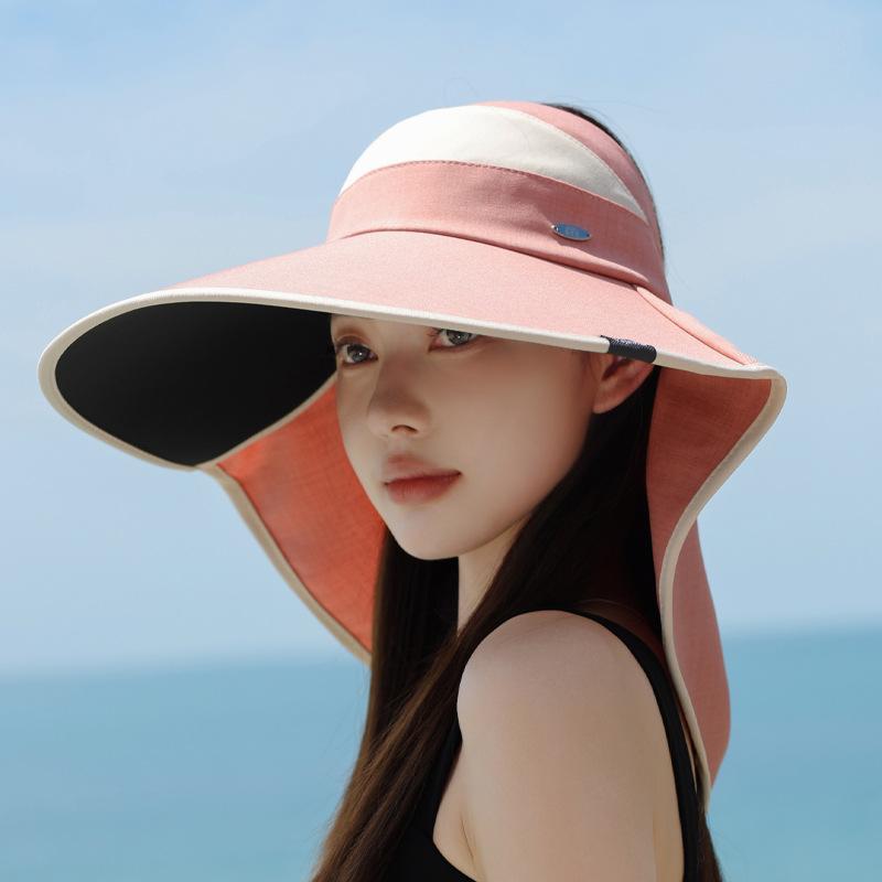 Summer Sun Hat Children Outdoor Cycling Sun Protection Hat Big Brim Shawl Neck Protection Bucket Hat Versatile Travel Empty Top Hat
