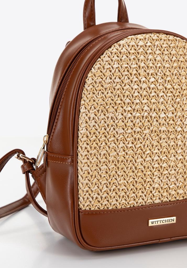 Wittchen Women's Backpack With Weave, Brown And Beige, Brown And Beige, Eco-Leather