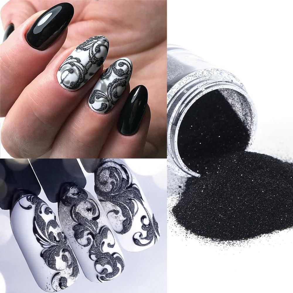 7g Canned Nail Art Black White Glitter Powder DIY Nail Glitter Powder Nail Art Jewelry Nails Decor