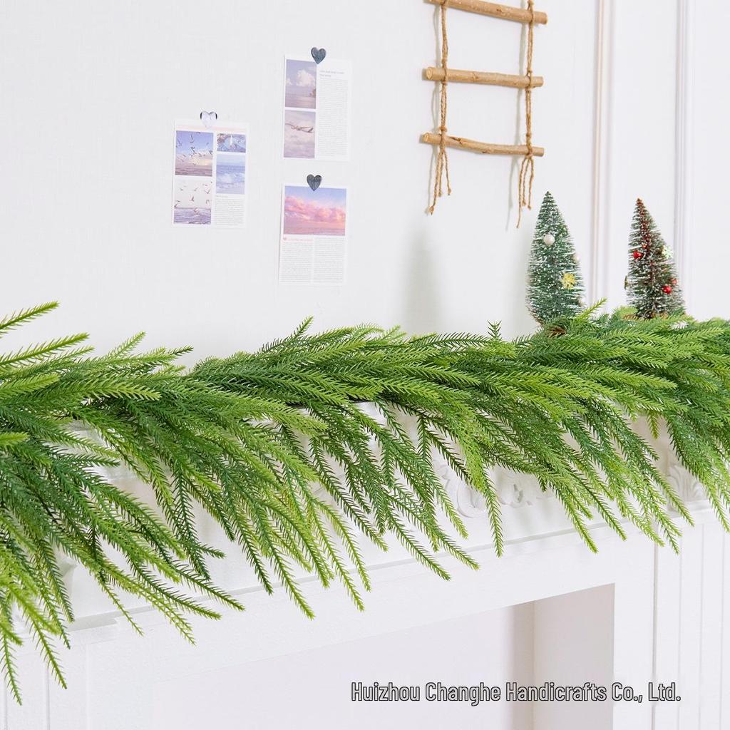 Christmas Simulation Greenery: Norfolk Pine & Cypress Garland with Artificial Pine Needles for Fireplace Decor