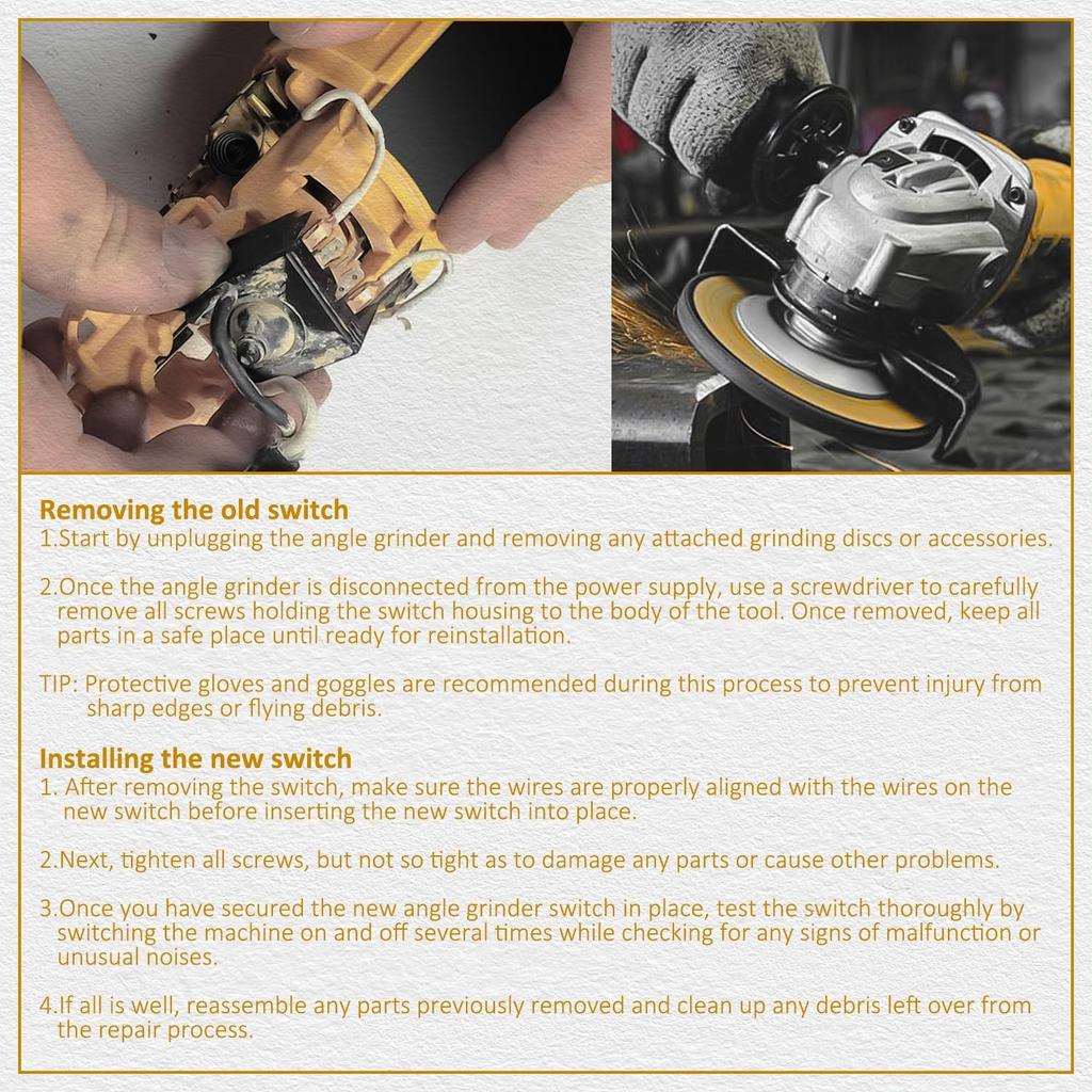 Replacement Switch for DeWalt Angle Grinder Replaces for N327459 N167538 Fits for DWE4011 DWE4120 DWE4120N DWE4214 DWE4224 CMEG200 DWE4020-B2