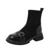 Winter 2024 Neue Damen Stiefeletten Mode Runde Zehenpartie Damen Baumwolle Kurze Stiefeletten Elegant Quadratischer Flacher Absatz Damen Schuhe
