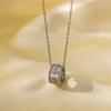 Waterproof 18K Gold Plated Lab Created Diamond Butterfly Pendant Stainless Steel Link Necklace Fine Fashion Jewelry