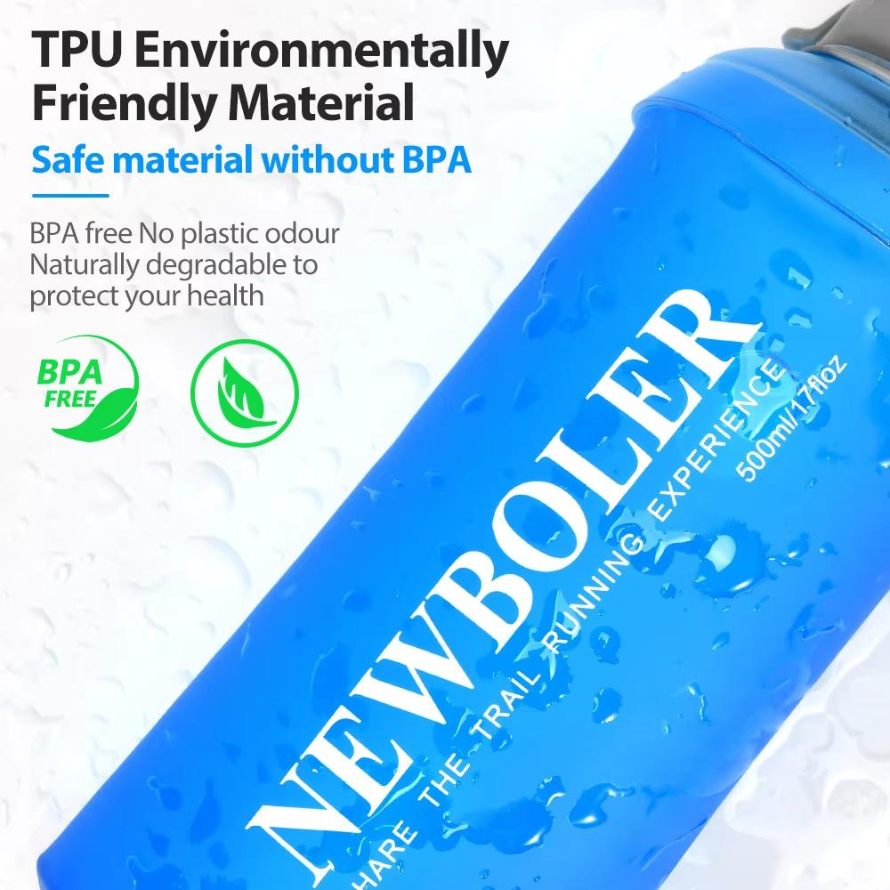 NEWBOLER 500ml měkká láhev skládací náramek láhev na vodu TPU hydratační láhev na vodu běh upevnění protiskluzová venkovní sport