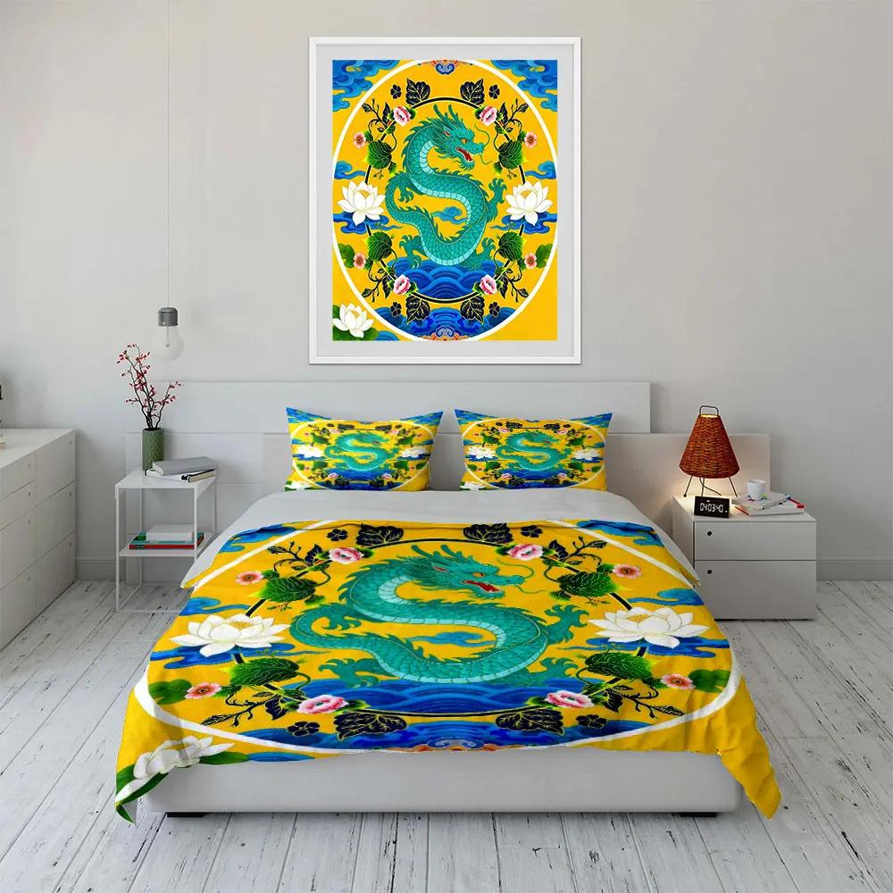 Asian Dragon Art Set - Home Decor Soft Comfortable Duvet Cover Bedding Set Included 1*Duvet Cover & 2*Pillowcases Gift