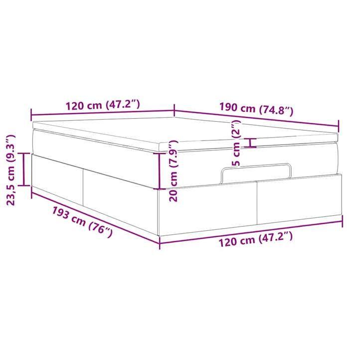 VidaXL Ottoman Bed Frame with Light Grey Mattress 120x190 Cm Fabric, Bed Frame, Upholstered Bed Frame, Bed Frame 3311092