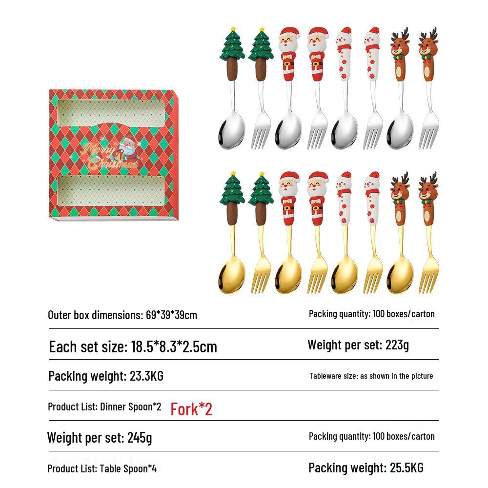 Creatieve Kerstman Koffielepel & Dessertvork Set - Roestvrijstalen Bestek voor Kerst