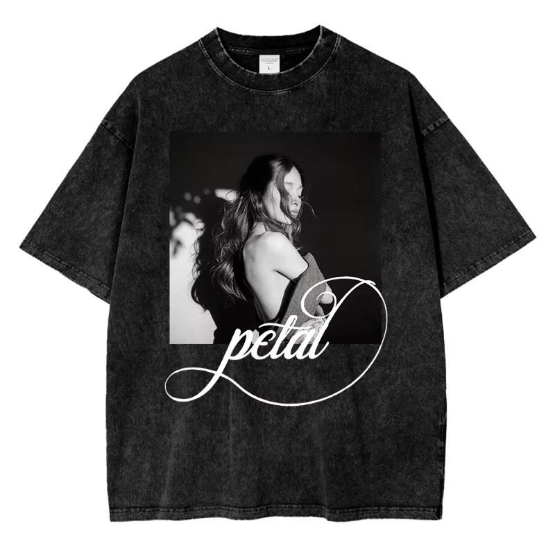 100% Cotton Vintage Washed Ariana Grande Petal Violent Fairy Pop Core T Shirt Men Letter Live Laugh Love Retro Loose Tees Shirts