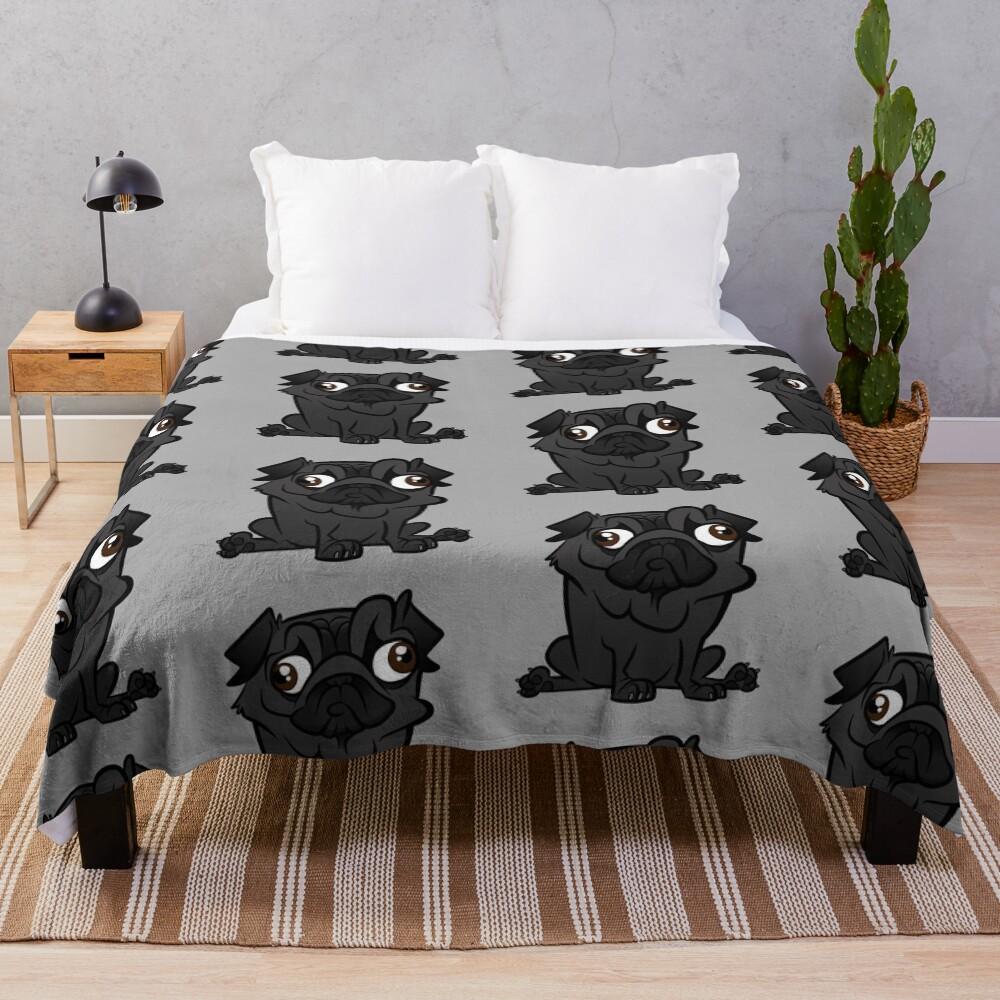 Black Pug Throw Blanket