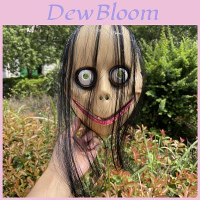 Scary Long Hair Momo Mask Plastic Halloween Horror Movie Party Costume Prop