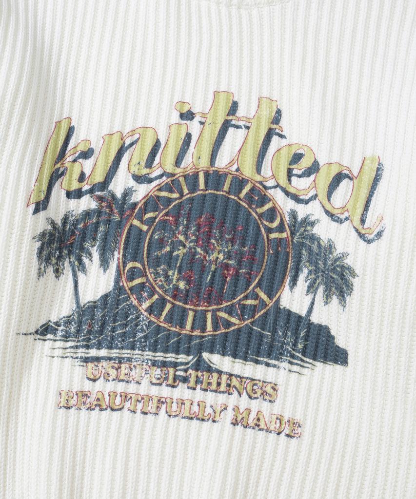 KNITTED Vintage Palm Tree Minimalist Round Knit Ivory