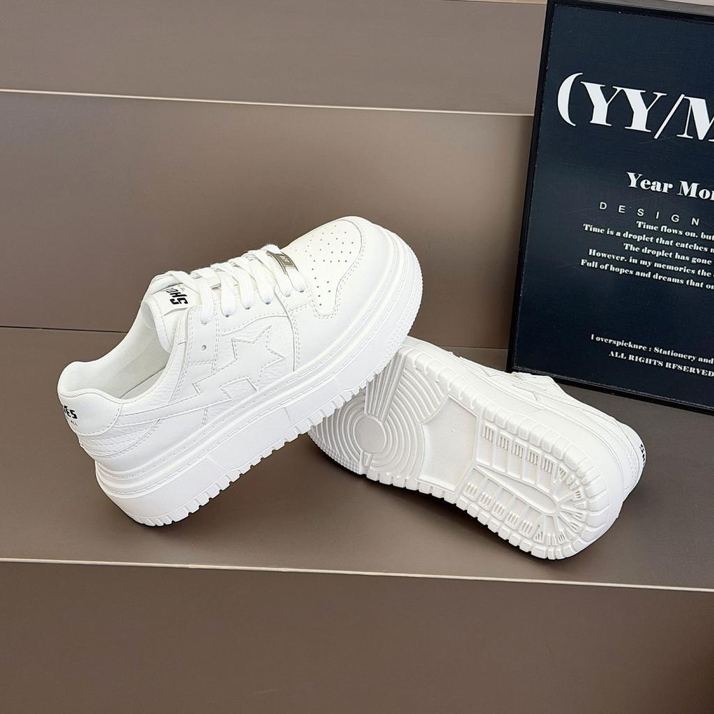 Foam Sole Leather Women's Spring New Thick Sole Heightening Women's Shoes Casual Versatile Sports Board Shoes Women