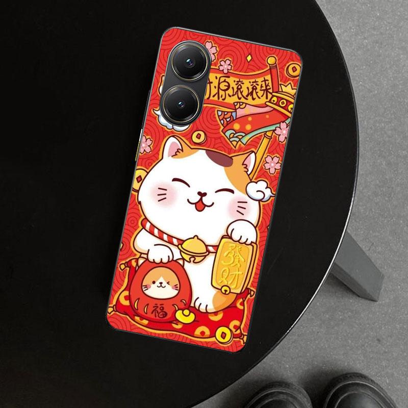 Lucky Cat Maneki Neko Japanese Phone Case Cover for Xiaomi Poco X6 X5 X7 Pro F7 Ultra Redmi 15C 15 13C 13 12C 12 10C 10 10A 9C 9