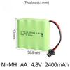 NiMH 4.8V 2400mAh Rechargeable Battery Pack for RC Cars & Electric Toy Climbers