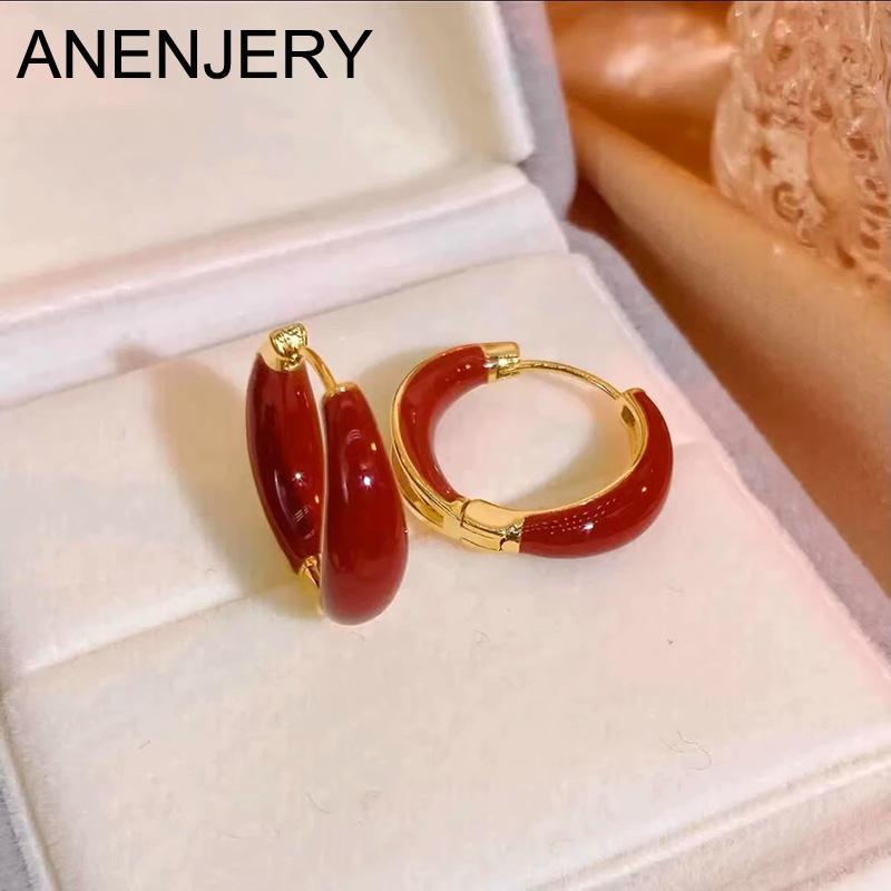 

ANENJERY круглые серьги-кольца для женщин, модные серьги золотого цвета, ювелирные аксессуары Brincos красный