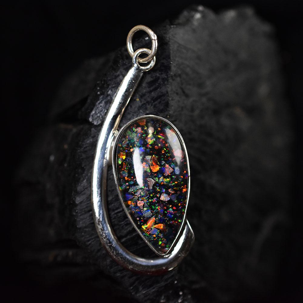 Natural Opal Pendant 925 Sterling Silver 29.50 ct Pear Cut for Her October Birthday Birthstone