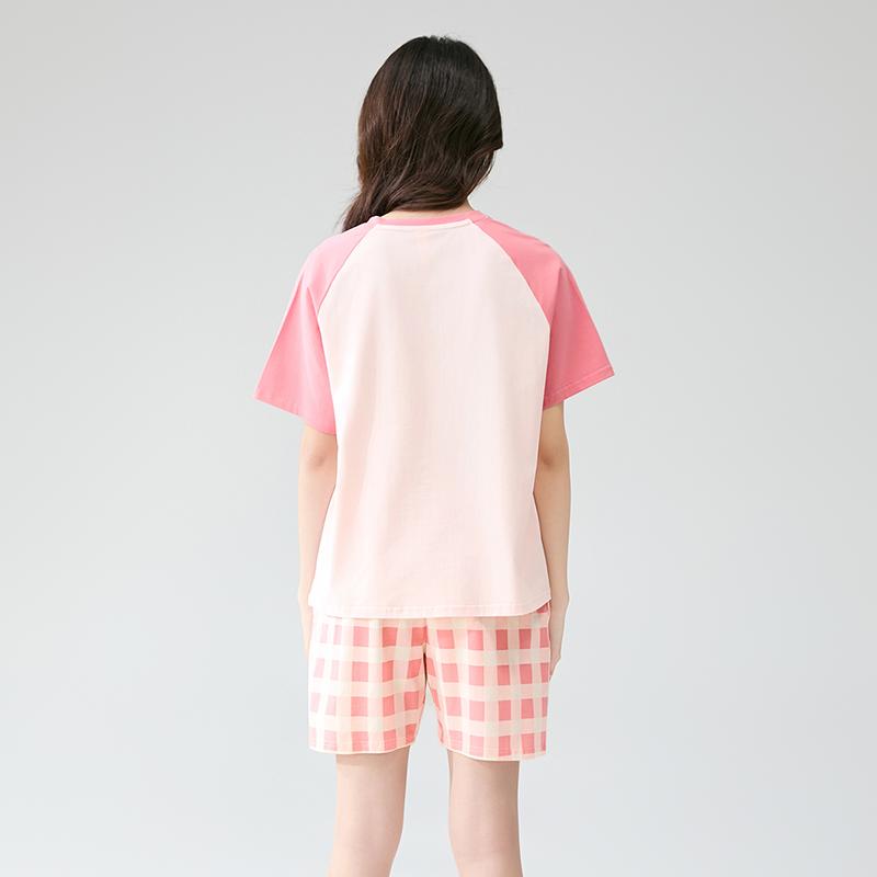 Fenteng [Super Soft A-class Antibacterial Cotton] Summer Round Neck Shorts Thin Pajamas Women's New Cartoon Home Clothes Set
