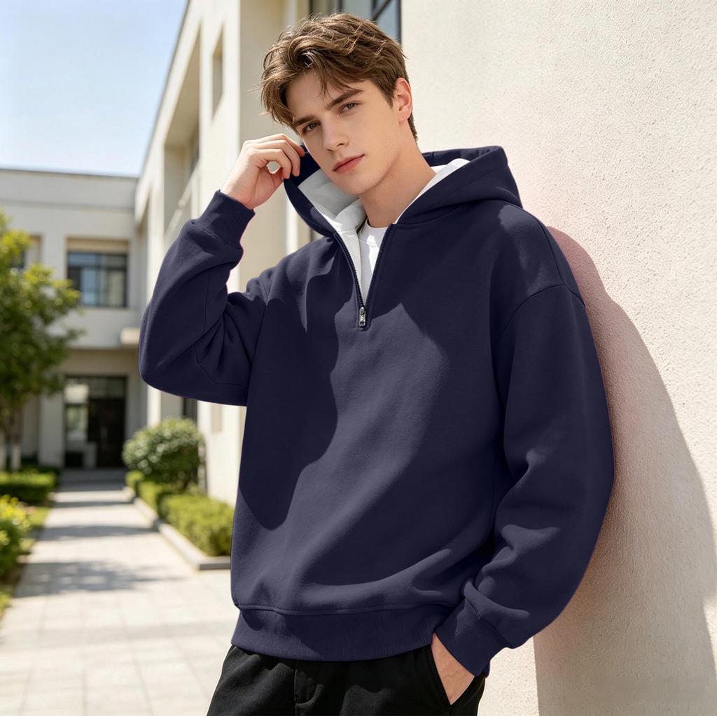 Herren Color Half-Zip Hoodie Lässiger Pullover für den Alltag