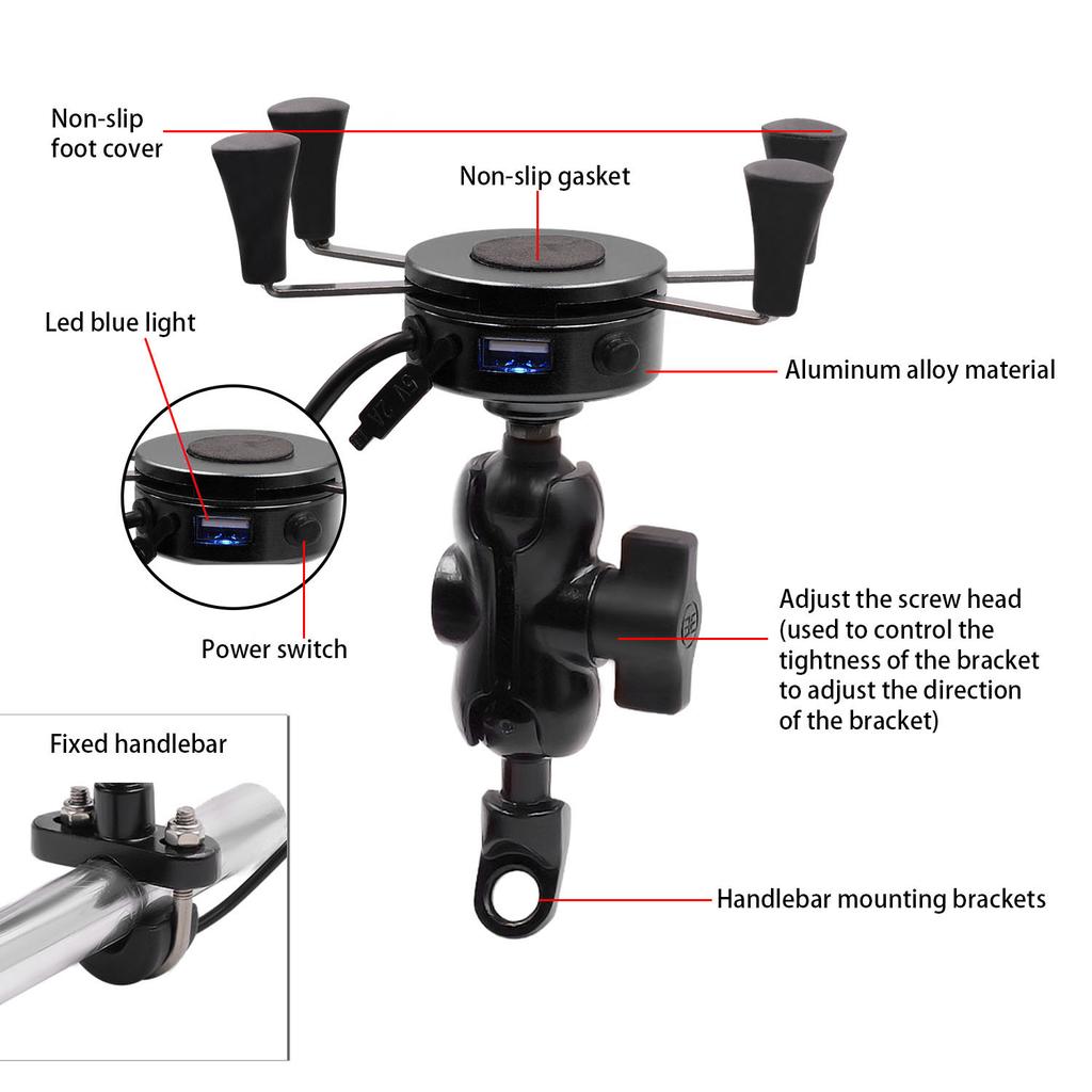 Držák mobilního telefonu na motocykl slitina hliníku 3,5-6 palců držák telefonu do auta držák na řídítka
