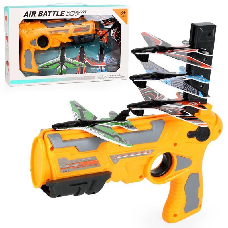 Rapid-Fire Foam Glider Gun Toy for Kids – Outdoor Airplane Launcher Model