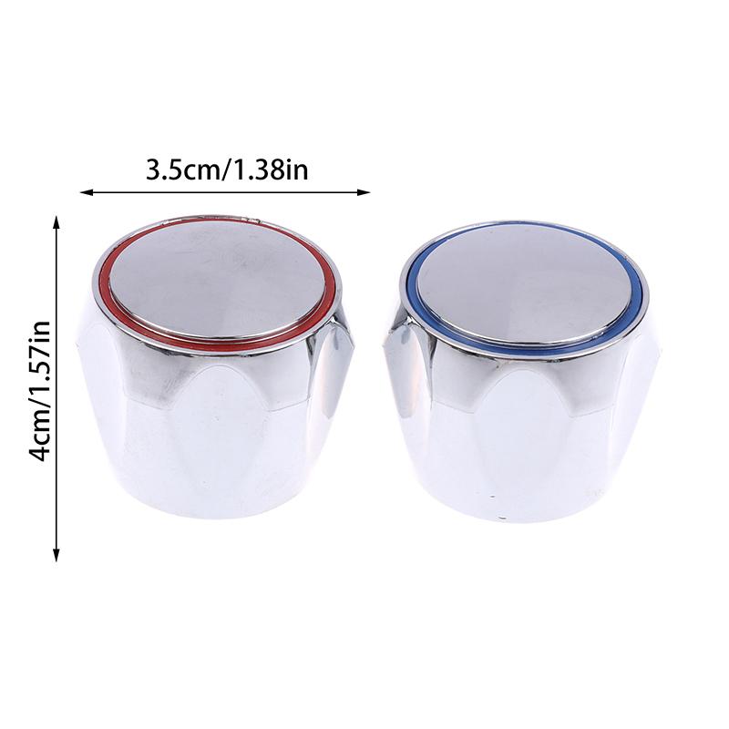 2Pcs Hot Cold Tap Top Head Faucet Cover Chrome Plated Replacement Set Kitchen Bathroom Faucet Handle Fixture Accessories