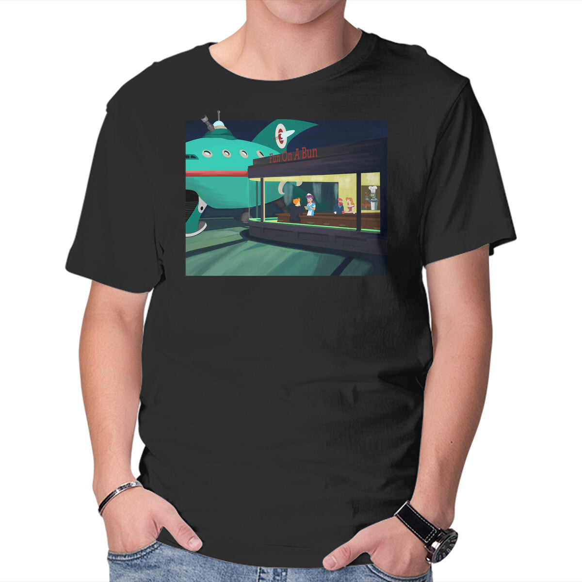 Unisex Crew Neck T-Shirt Fun On A Bun Graphic Short Sleeve Casual Tee XXXXL